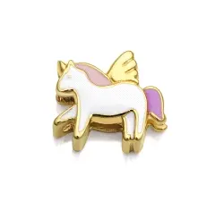 Motivo unicornio acero Ip dorado para pulsera personalizable