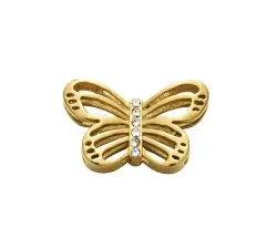 Motivo Viceroy de acero IP dorado en forma de mariposa.
